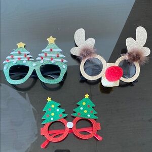 Festive Kids Costume Glasses Set - Christmas Tree and Reindeer